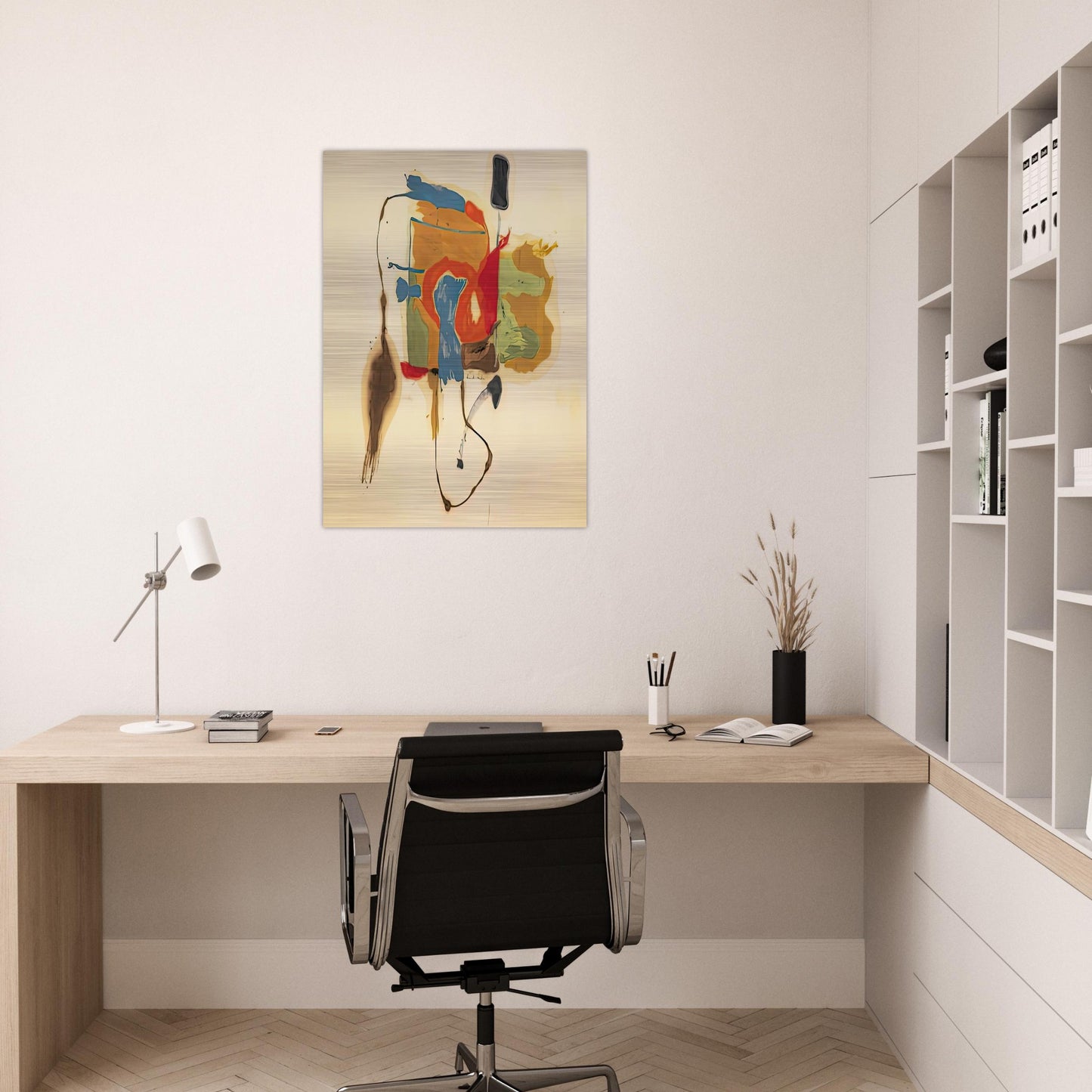 Blue Form in a Scene, 1961- - Helen Frankenthaler Brushed Aluminum Print - 70x100 cm / 28x40 inches | Helen Frankenthaler Aluminum Print | Helen Frankenthaler Prints