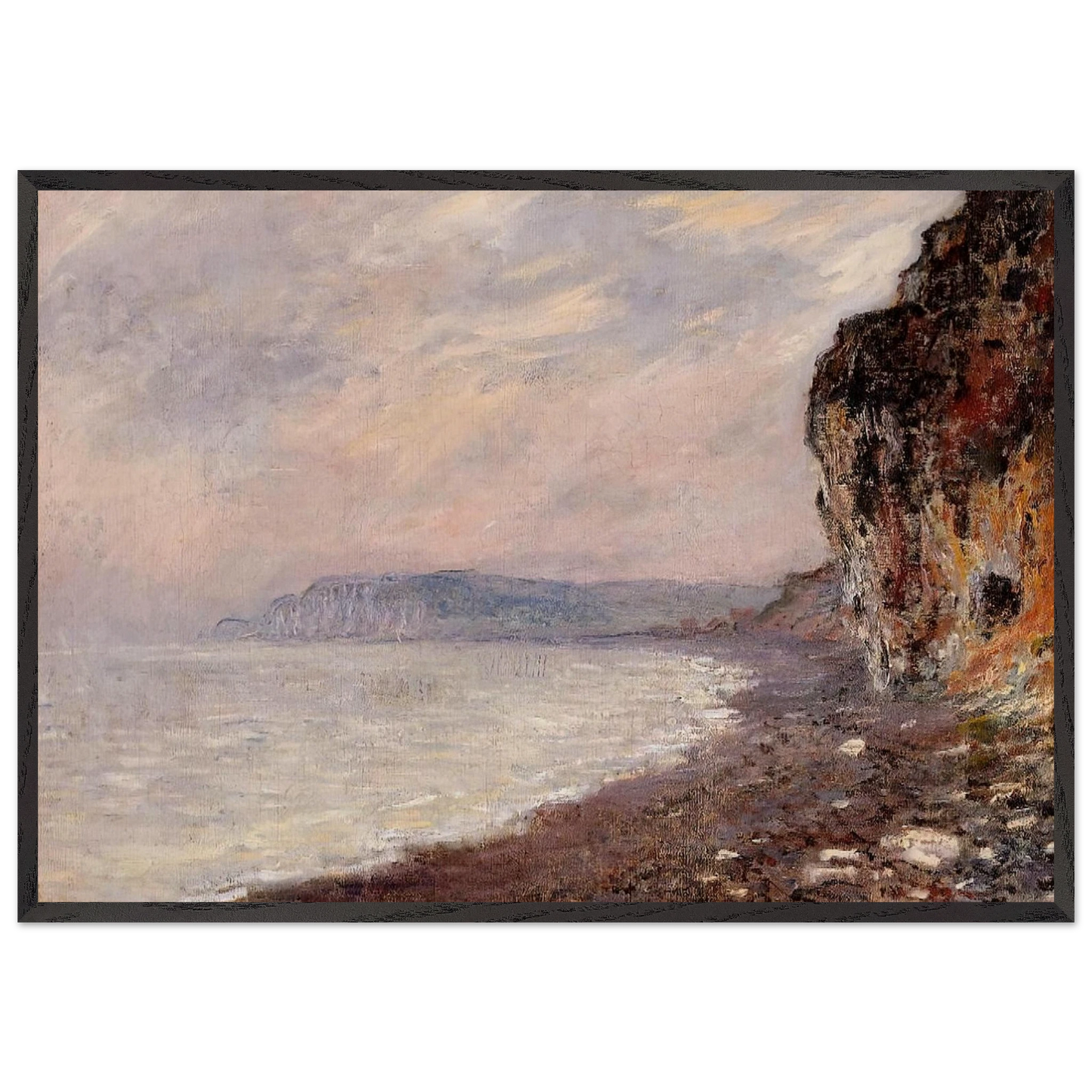 Cliffs at Pourville in the Fog - claude monet Framed Art Print – Black Wooden Frame - Default Title - -Framed Art Print