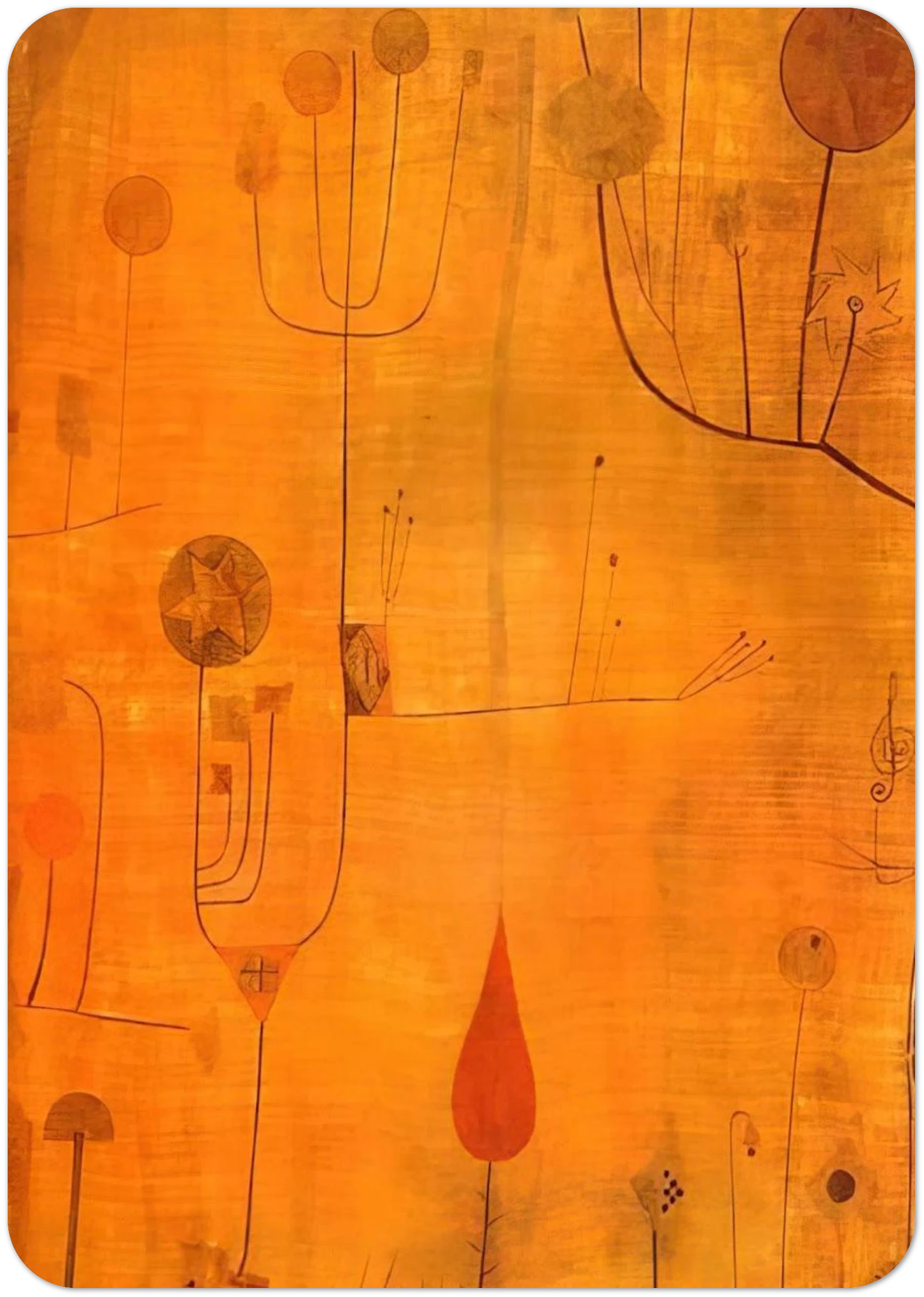 FRUITS ON RED 1930 By Paul Klee Pack of 10 Post Cards | Paul Klee Post Cards | A6 (10.5 x 14.8 cm) - 4.1 x 5.8 inches