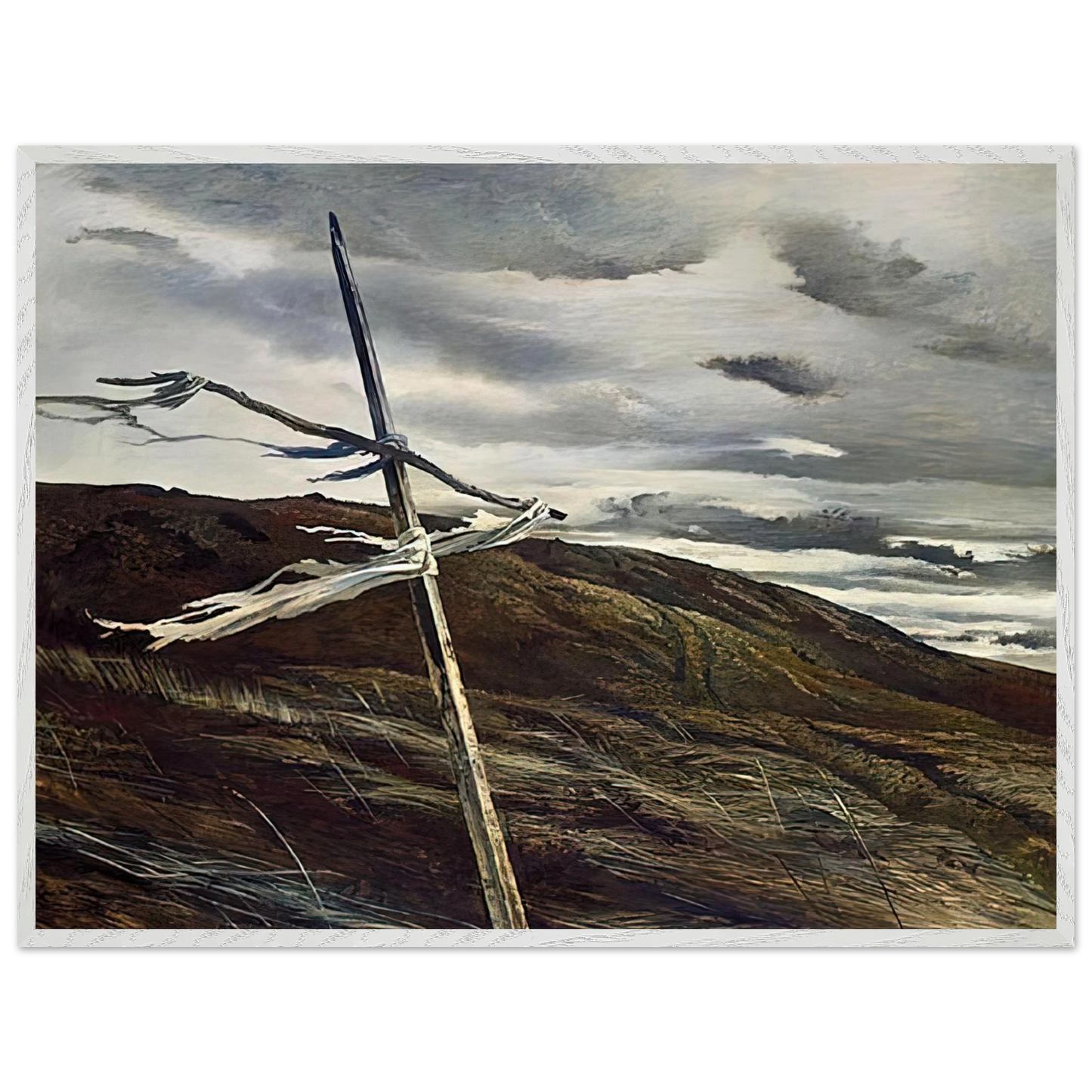 Andrew Wyeth - DODGES RIDGE 1947 Wall Art - 30x40 cm / 12x16 inches - Premium Wooden Framed Poster With Fine Art Paper - Black frame