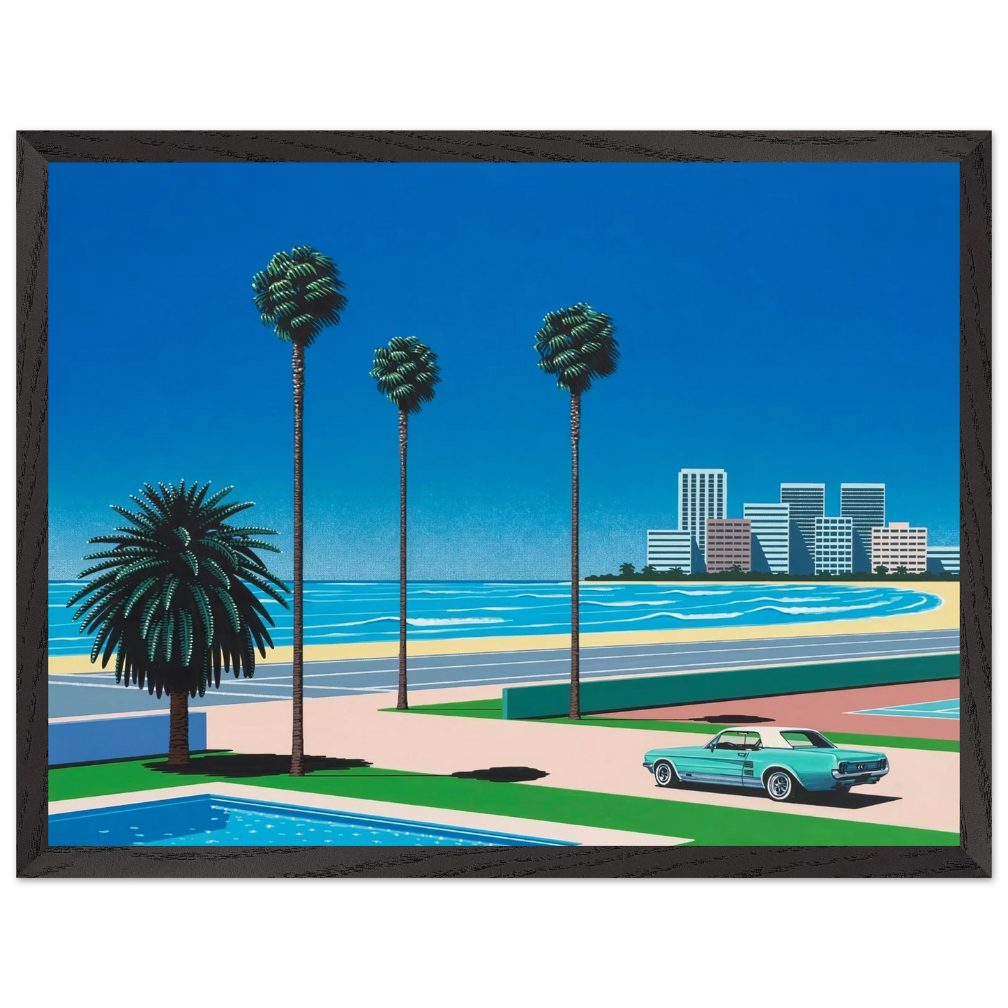Hiroshi Nagai - Sunshine Reggae Wall Art - 30x40 cm / 12x16 inches - Premium Wooden Framed Poster With Fine Art Paper - Black frame