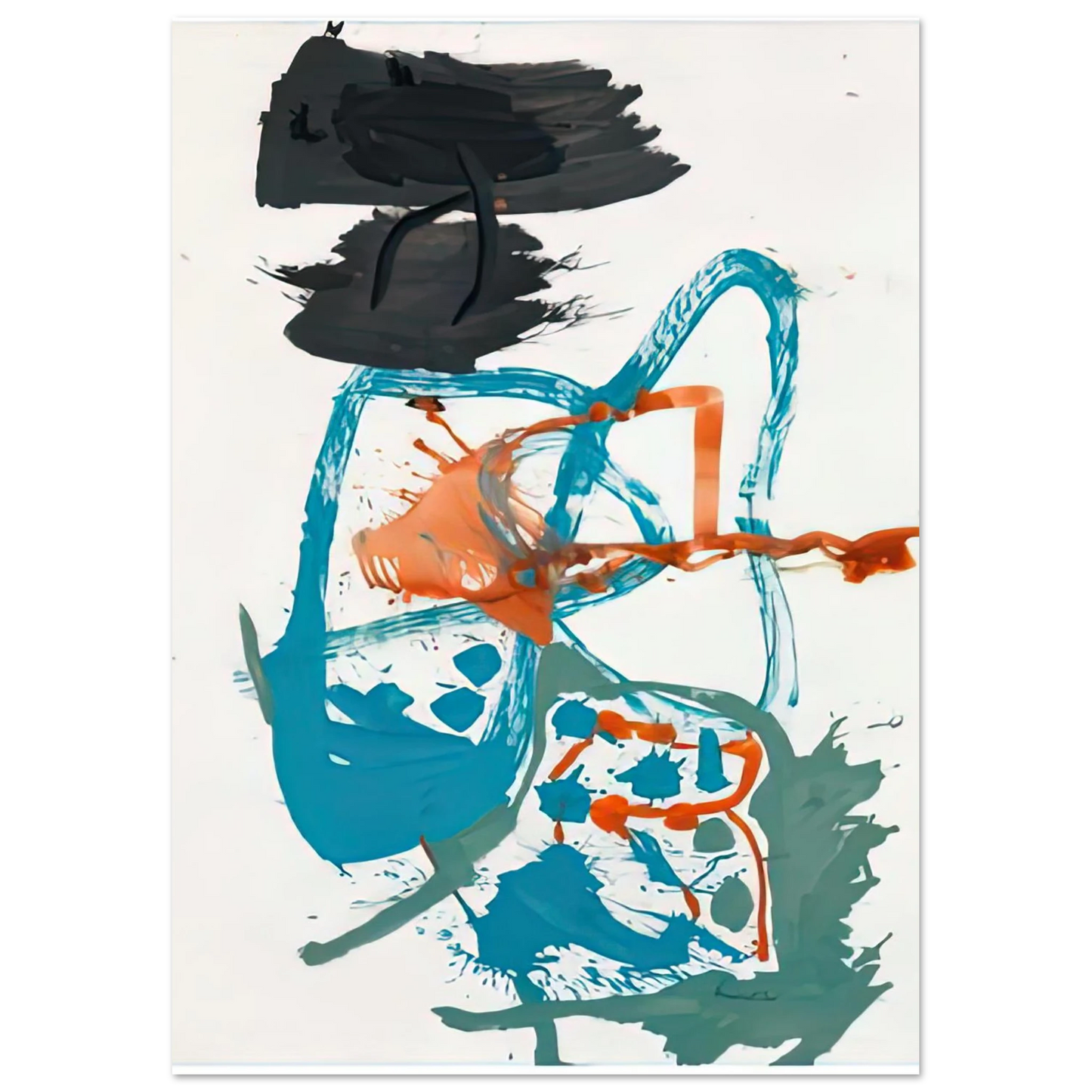 Helen Frankenthaler - Winter Figure with Black Overhead, 1959- Wall Art - 21x29.7 cm / 8x12" - Premium Wooden Framed Poster With Fine Art Paper - Wood frame