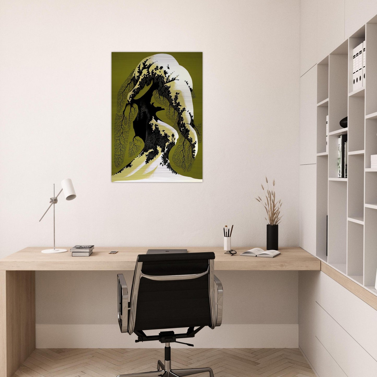 Snow Laden - Eyvind Earle Brushed Aluminum Print - 70x100 cm / 28x40 inches | Eyvind Earle Aluminum Print | Eyvind Earle Prints