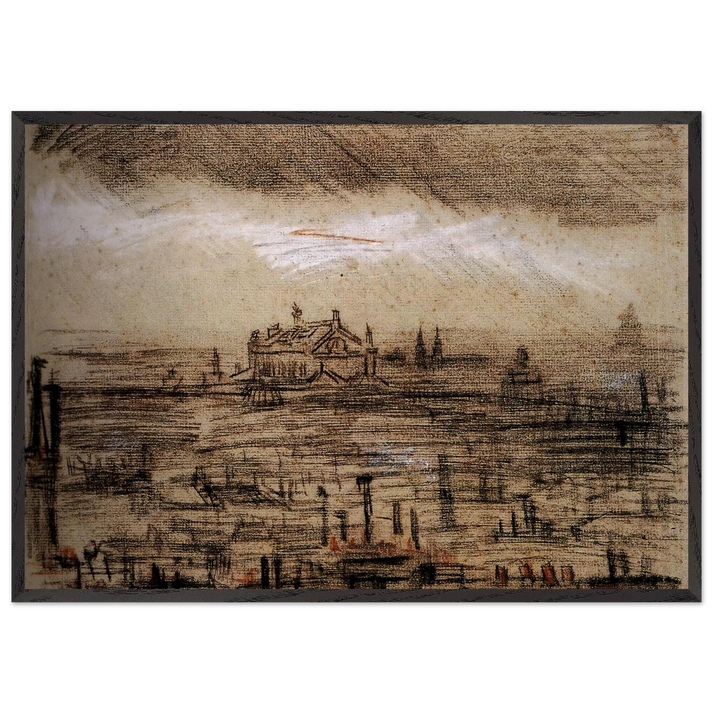 A View of Paris with the Op - Vincent van Gogh 70x100 cm / 28x40 inches Framed Art Print – Black Wooden Frame
