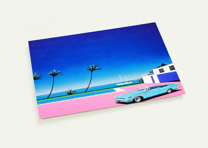 Pink Driveway By Hiroshi Nagai Pack of 10 Post Cards | Hiroshi Nagai Post Cards | A6 (10.5 x 14.8 cm) - 4.1 x 5.8 inches