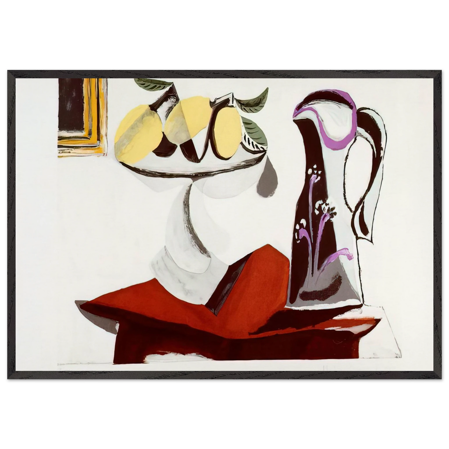 Still life with lemon and jug - Pablo Picasso 70x100 cm / 28x40 inches Framed Art Print – Black Wooden Frame