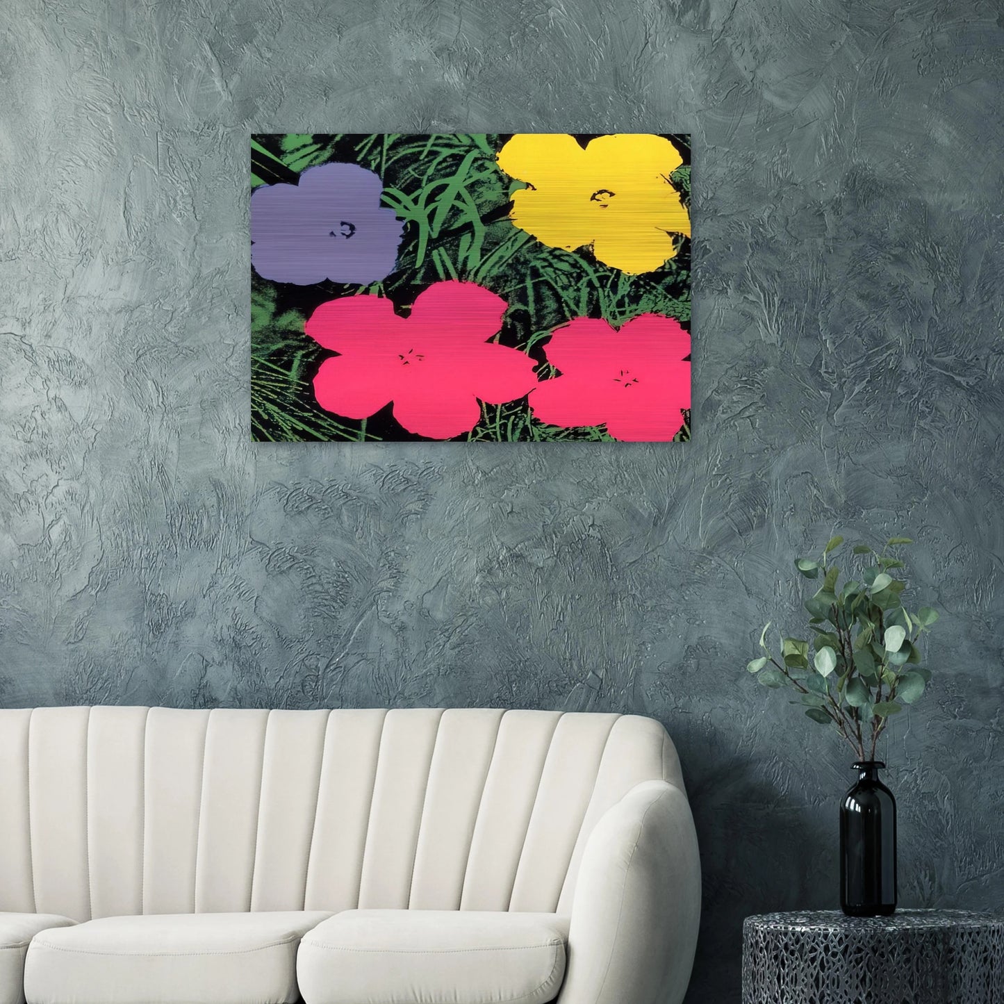 Flowers - Andy Warhol Brushed Aluminum Print - 70x100 cm / 28x40 inches | Andy Warhol Aluminum Print | Andy Warhol Prints
