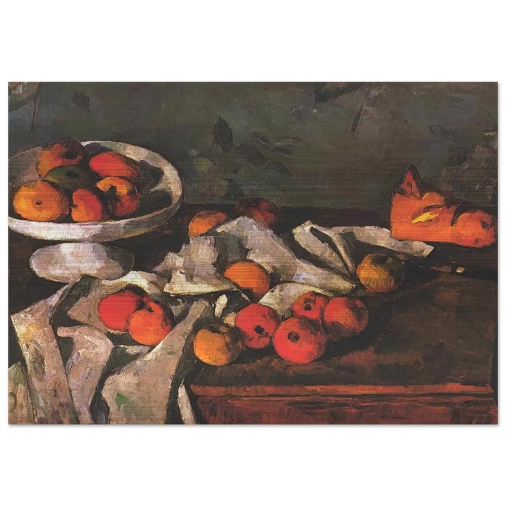 Still life with a fruit dish and apples - Paul Cézanne Brushed Aluminum Print - 70x100 cm / 28x40 inches | Paul Cézanne Aluminum Print | Paul Cézanne Prints