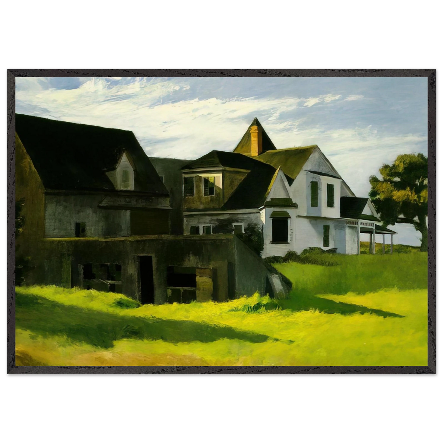 Cape Cod Afternoon - Edward Hopper 70x100 cm / 28x40 inches Framed Art Print – Black Wooden Frame