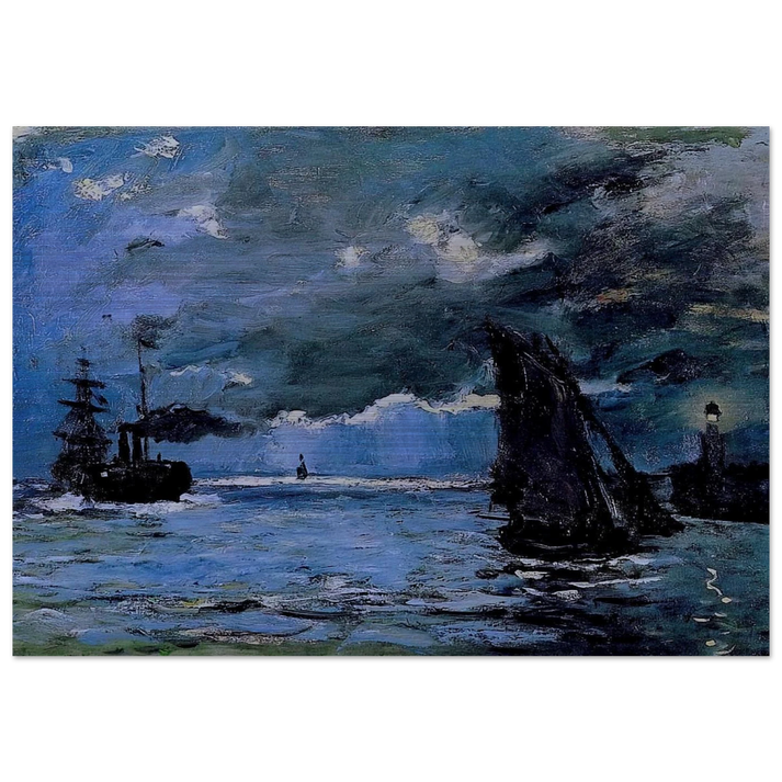 Seascape, Night Effect - claude monet Brushed Aluminum Print - 70x100 cm / 28x40 inches | claude monet Aluminum Print | claude monet Prints