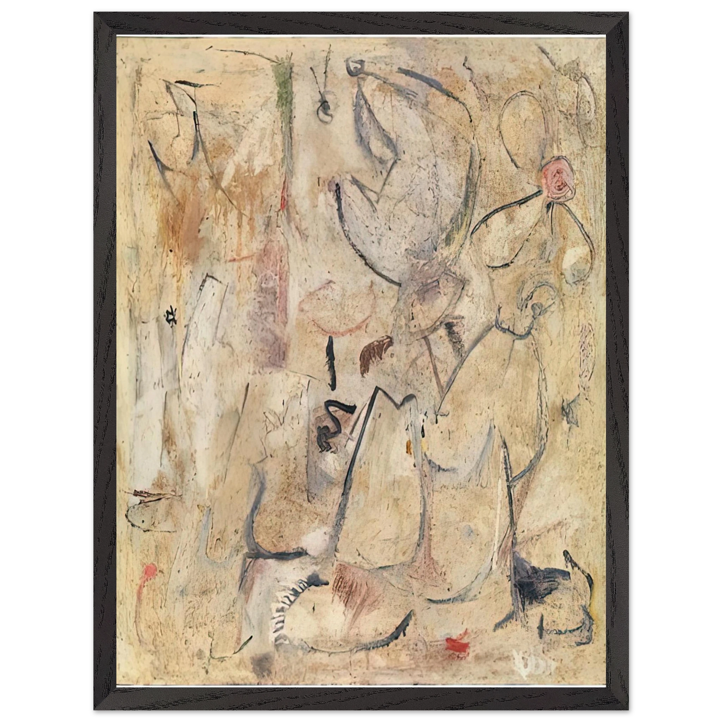 Helen Frankenthaler - Beach, 1950- Wall Art - 60x80 cm / 24x32 inches - Premium Wooden Framed Poster With Fine Art Paper - Wood frame