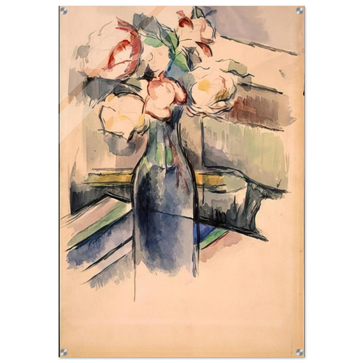 Roses in a Bottle - Paul Cézanne Acrylic Print - 70x100 cm / 28x40″ inches
