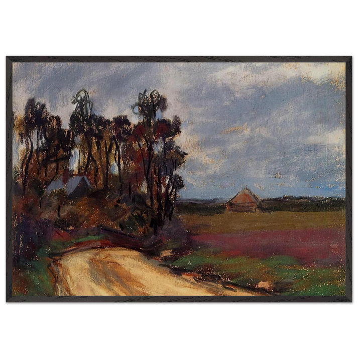 The Road and the House - claude monet 70x100 cm / 28x40 inches Framed Art Print – Black Wooden Frame