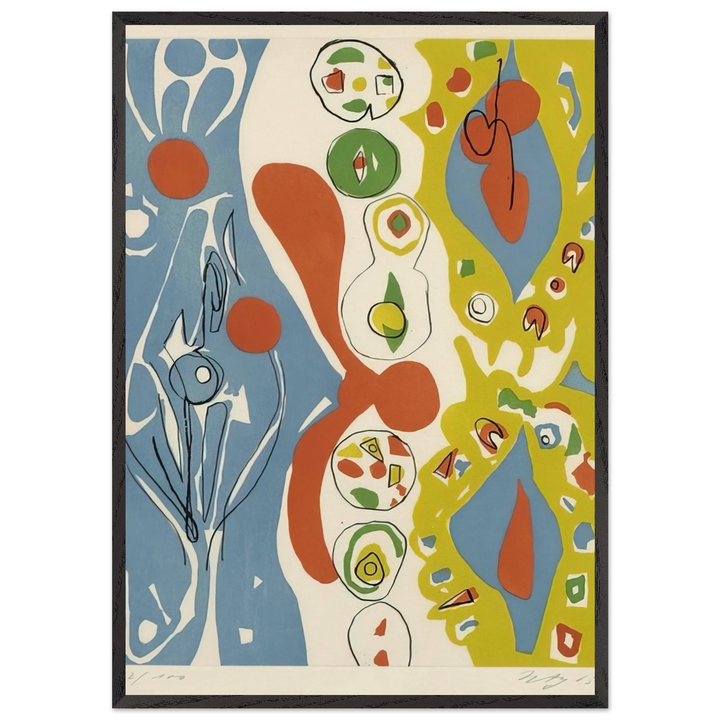 Spiele des Menschen - 1965 - Ernst Wilhelm Nay 70x100 cm / 28x40 inches Framed Art Print – Black Wooden Frame