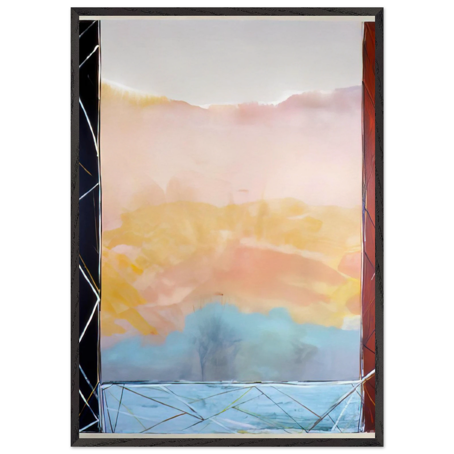 Where The Creek Hits The Rise - 1988 - Ronnie Landfield Framed Art Print – Black Wooden Frame - Default Title - -Framed Art Print