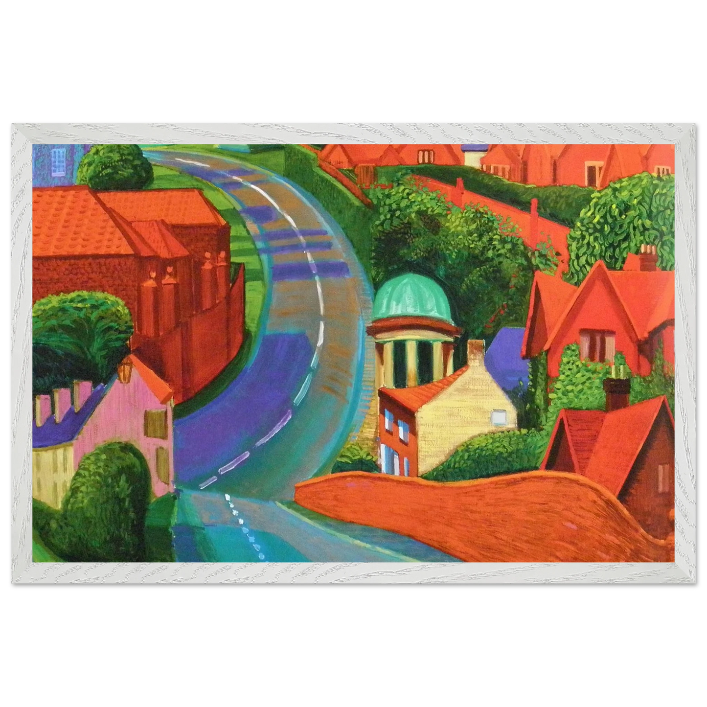 David Hockney - The Road to York Through Sledmere - A3 (29.7 x 42 cm) - Premium Wooden Framed Poster With Fine Art Paper-canvas - Black frame