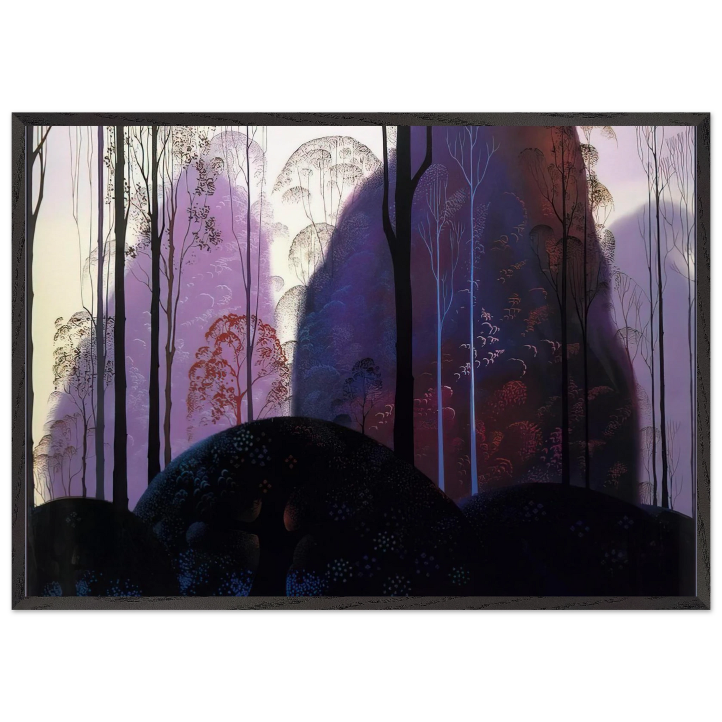 Mauve Redand Purple - Eyvind Earle 70x100 cm / 28x40 inches Framed Art Print – Black Wooden Frame