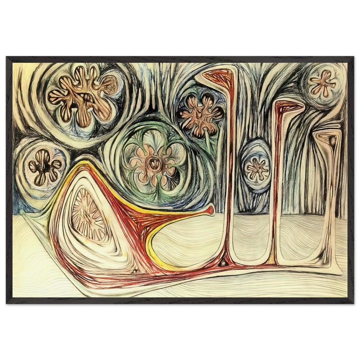 SNAIL S TRACE 1937 - Roberto Matta 70x100 cm / 28x40 inches Framed Art Print – Black Wooden Frame