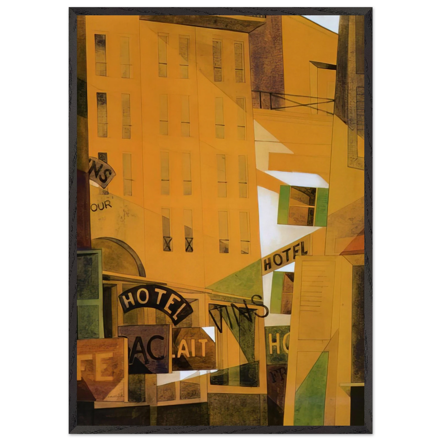 Hotel - 1921 - Charles Demuth 70x100 cm / 28x40 inches Framed Art Print – Black Wooden Frame