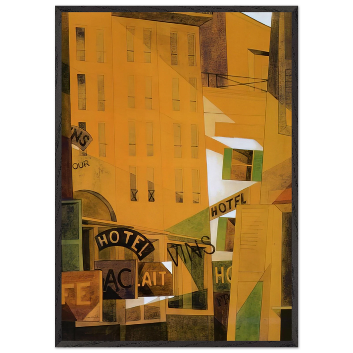 Hotel - 1921 - Charles Demuth 70x100 cm / 28x40 inches Framed Art Print – Black Wooden Frame