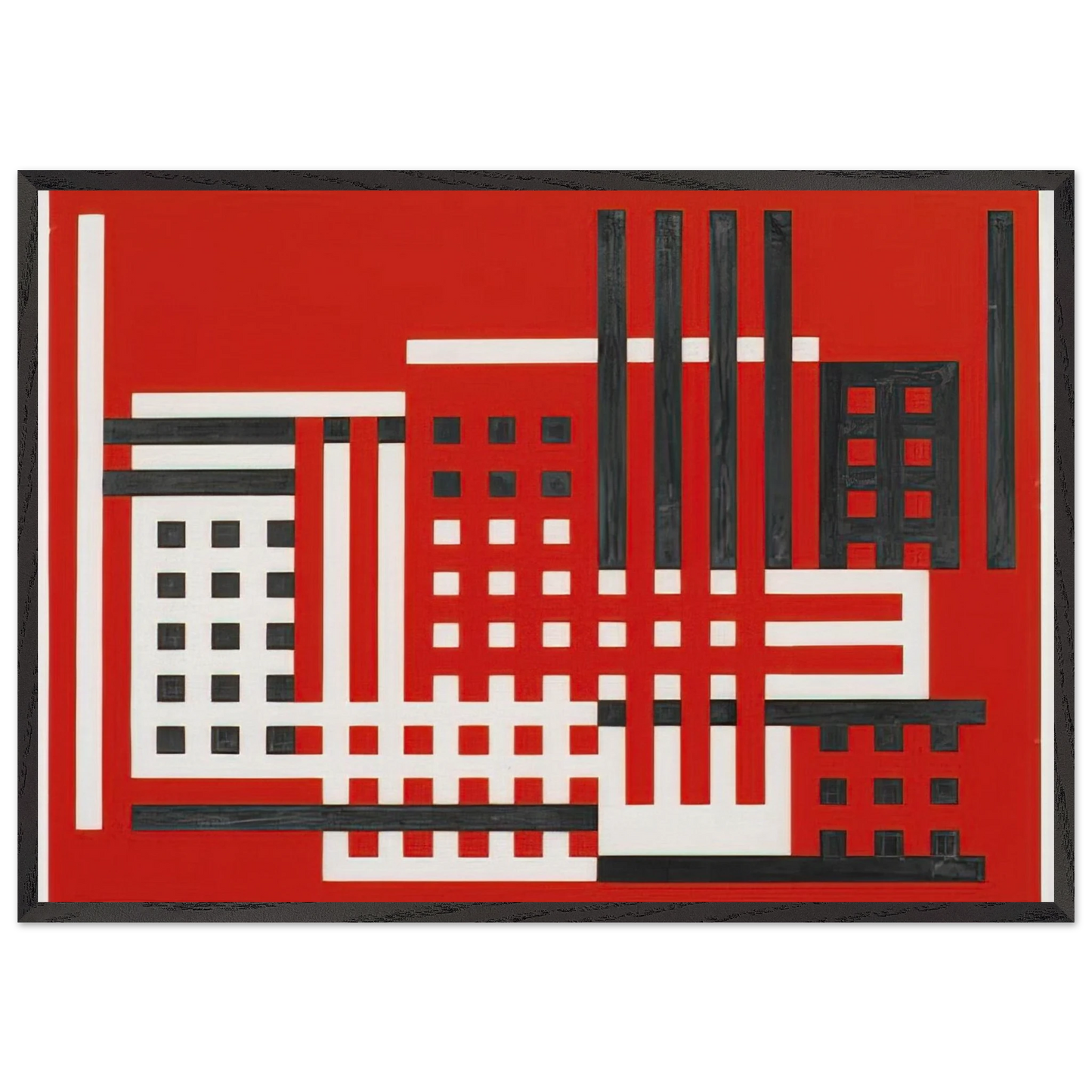 FACTORY 1925 - Josef Albers 70x100 cm / 28x40 inches Framed Art Print – Black Wooden Frame