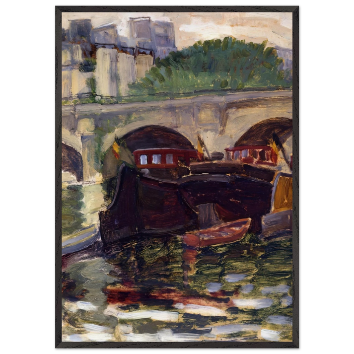 Barges - Henri-Edmond Cross 70x100 cm / 28x40 inches Framed Art Print – Black Wooden Frame