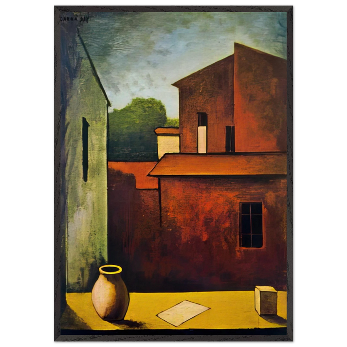 THE RED HOUSE 1927 - Carlo Carra 70x100 cm / 28x40 inches Framed Art Print – Black Wooden Frame