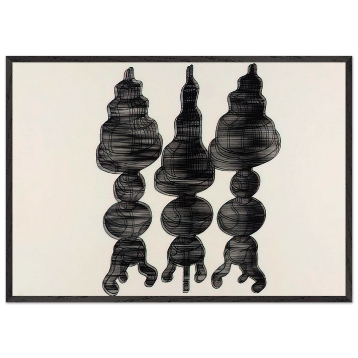 3 Cakes on Swivel Chairs - 1971 - Dieter Roth 70x100 cm / 28x40 inches Framed Art Print – Black Wooden Frame