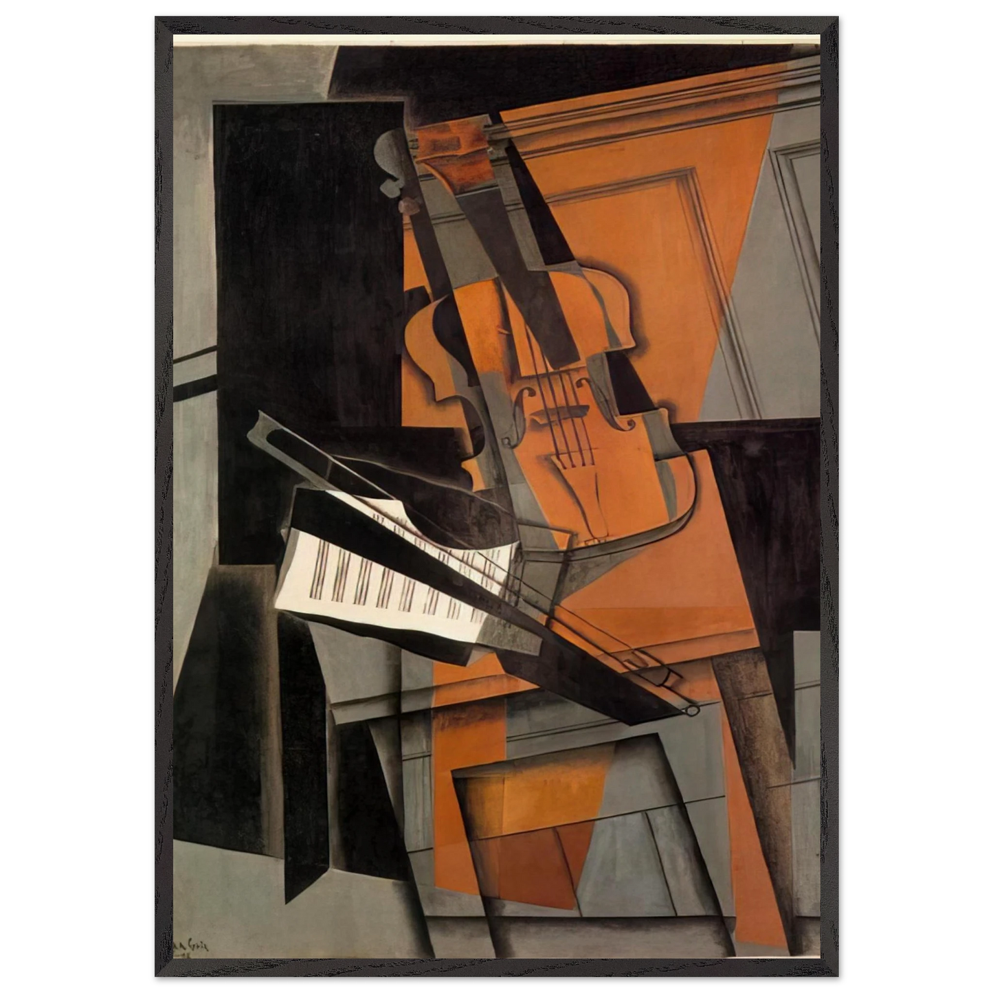 THE VIOLIN 1916 N2 - Juan Gris 70x100 cm / 28x40 inches Framed Art Print – Black Wooden Frame