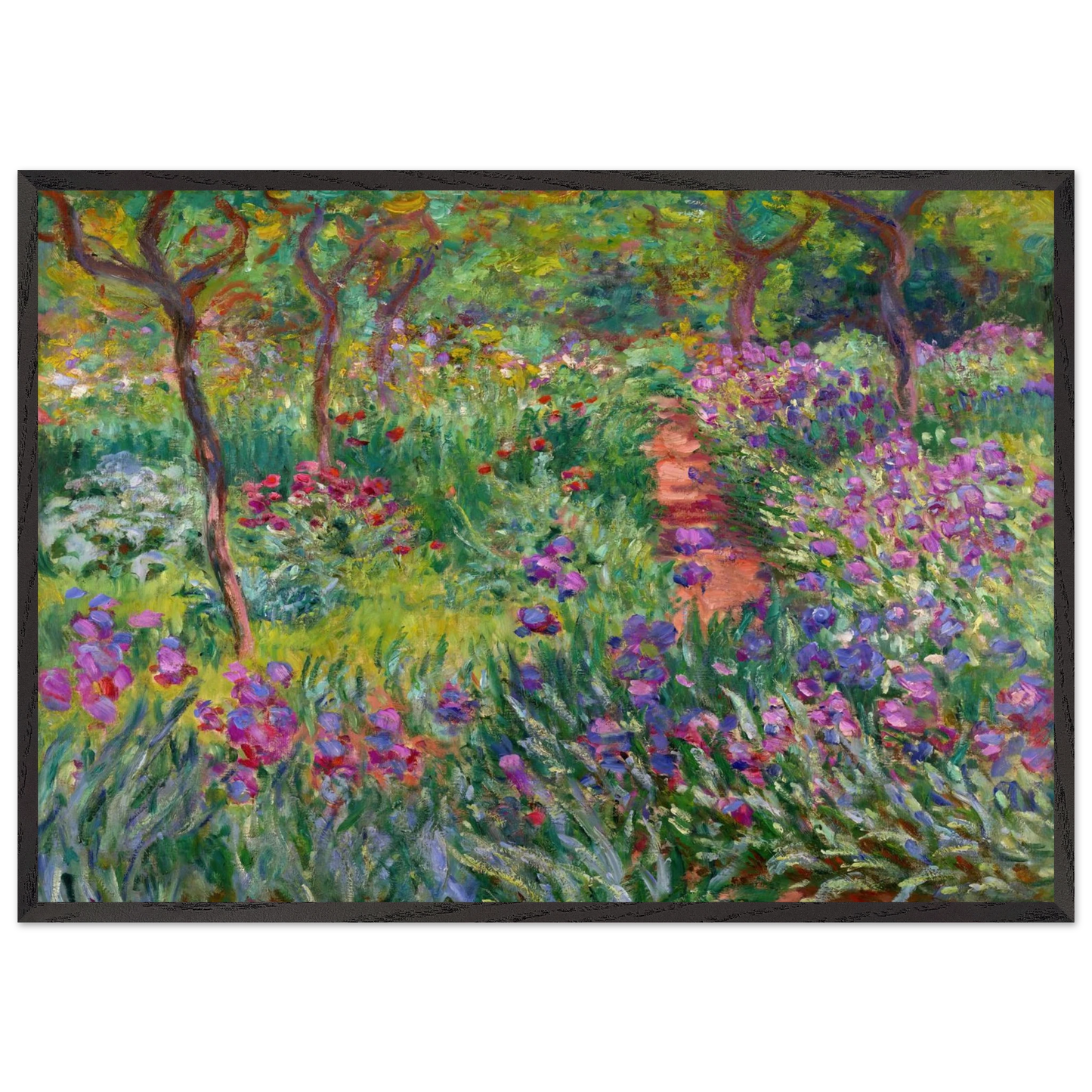 The Iris Garden at Giverny - claude monet Framed Art Print – Black Wooden Frame - Default Title - -Framed Art Print
