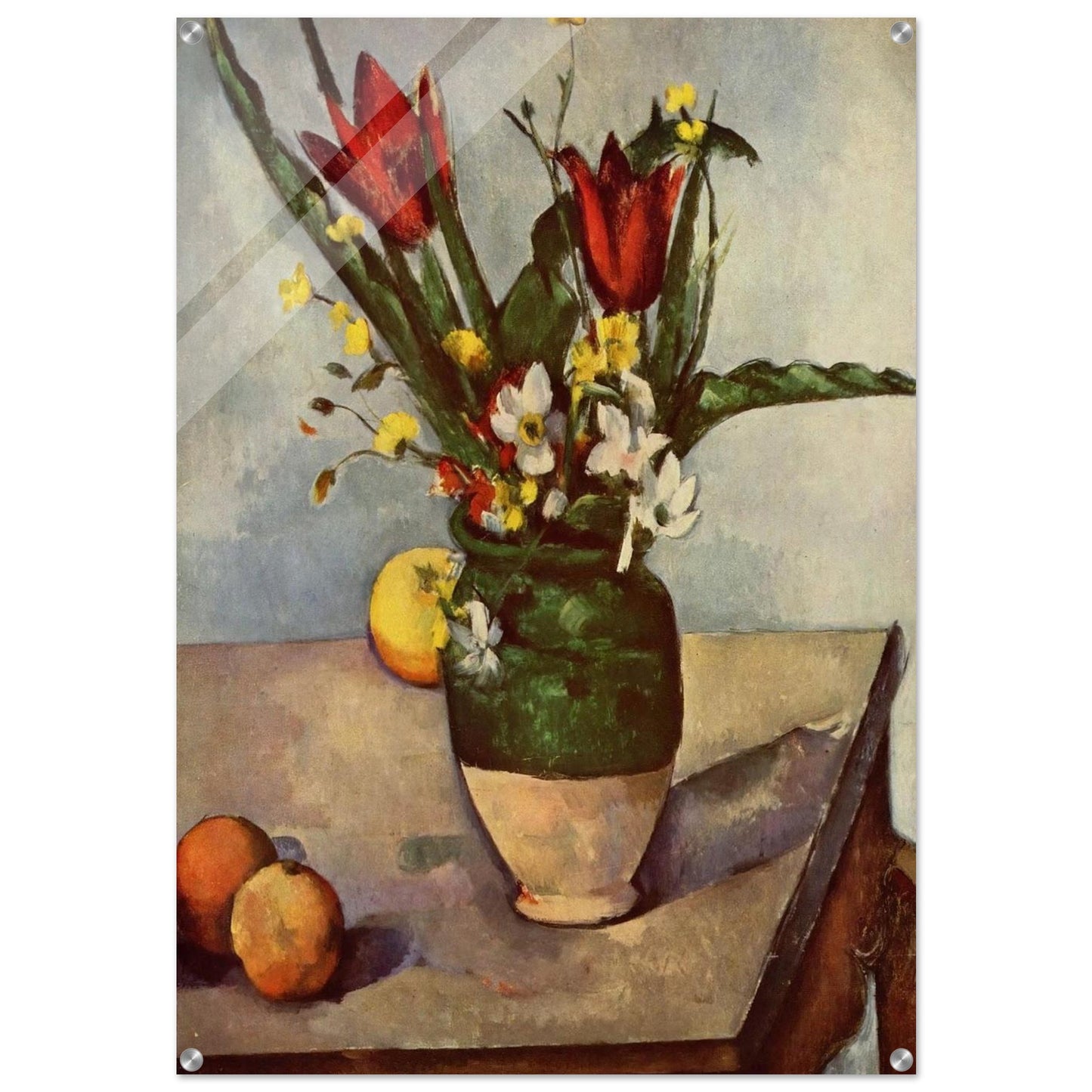 Still Life, Tulips and apples - Paul Cézanne Acrylic Print - 70x100 cm / 28x40″ inches