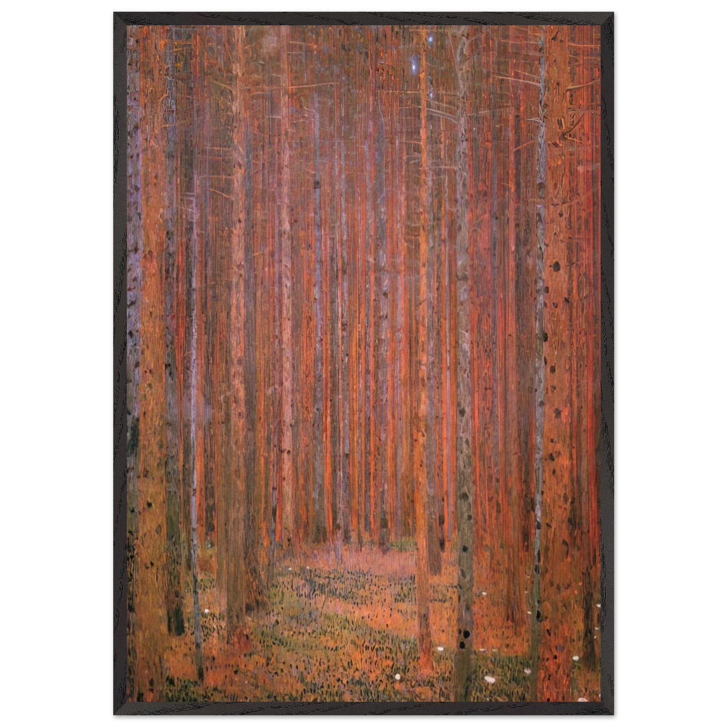 FIR FOREST I - Gustav Klimt 70x100 cm / 28x40 inches Framed Art Print – Black Wooden Frame