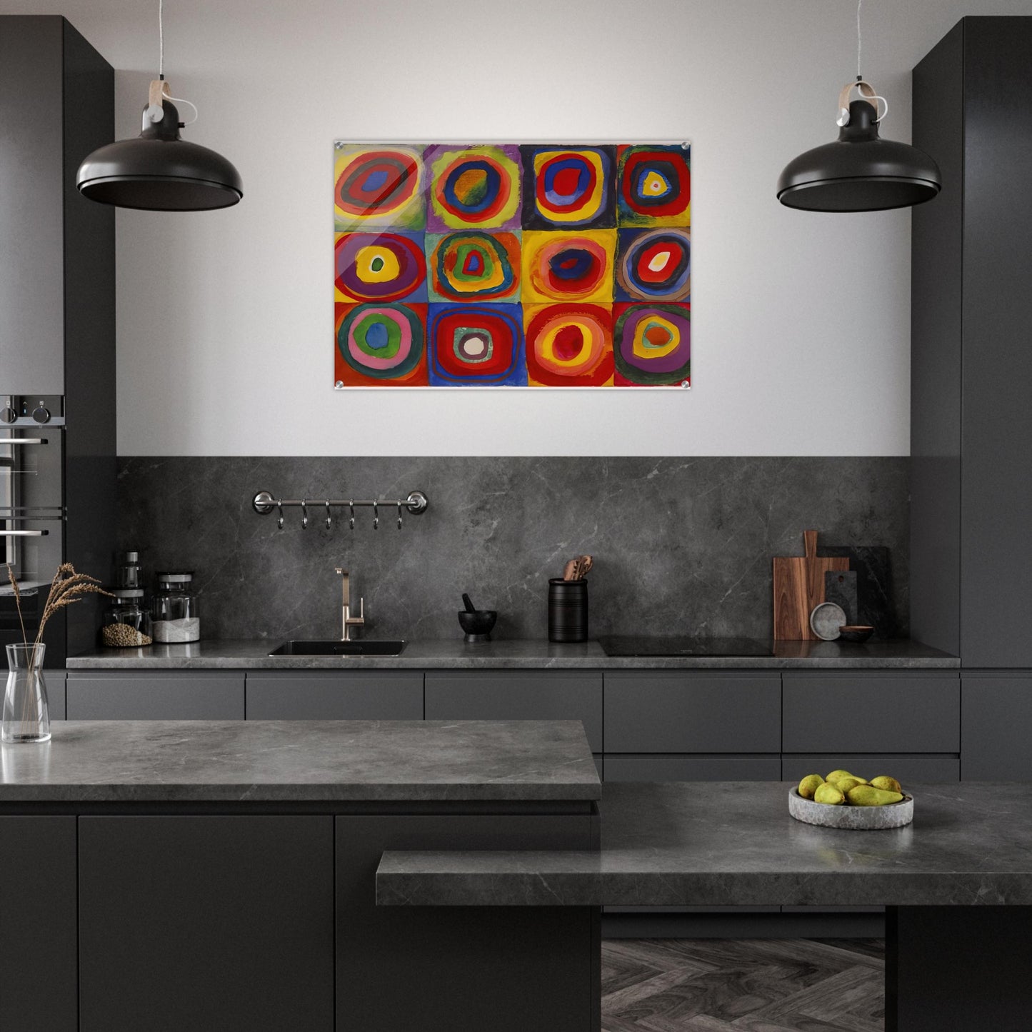 COLOR STUDY SQUARES WITH CONCENTRIC CIRCLES 1913 - Wassily Kandinsky Acrylic Print - 70x100 cm / 28x40″ inches | Wassily Kandinsky Wall Art | Wassily Kandinsky Prints