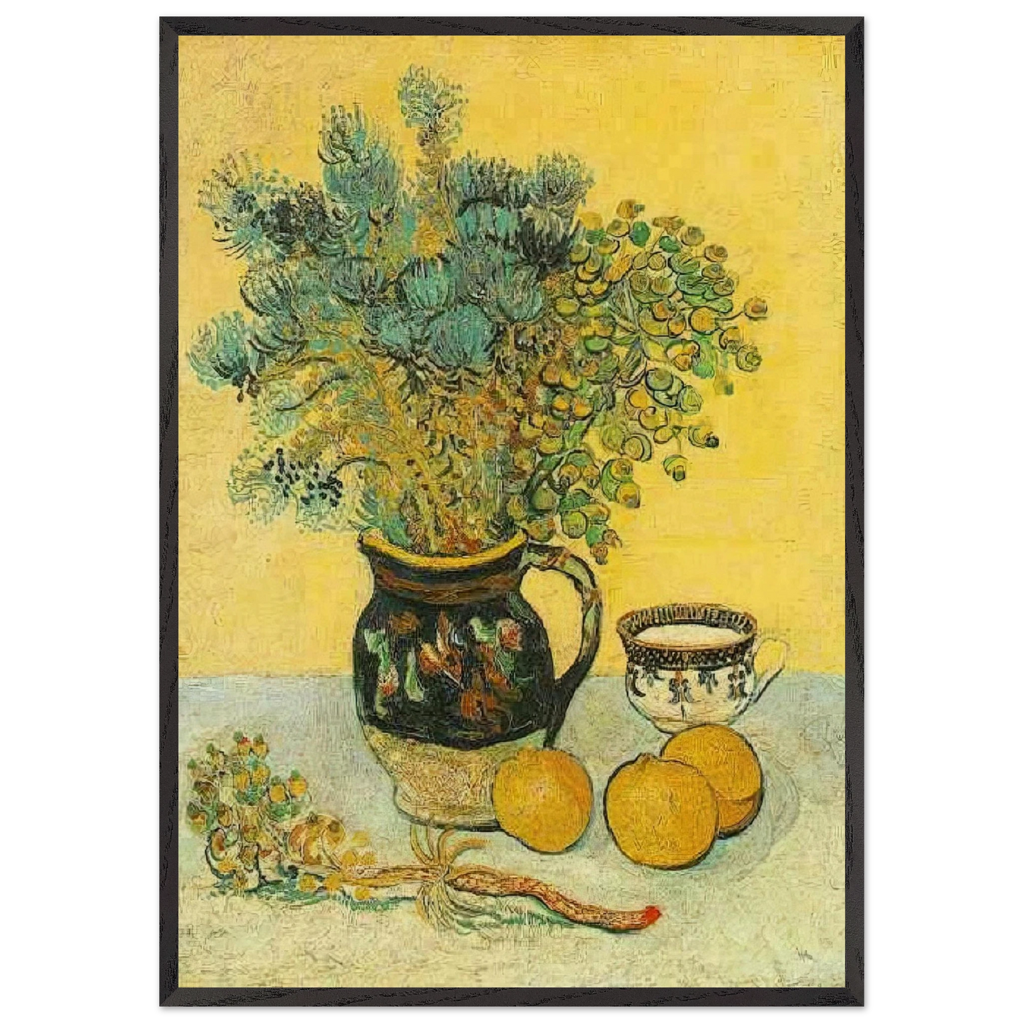 Still Life Majolica Jug with Wildflowers - Vincent van Gogh Framed Art Print – Black Wooden Frame - Default Title - -Framed Art Print