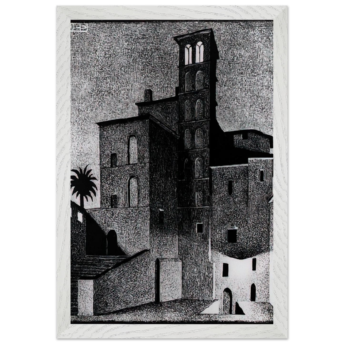 MC Escher - SS GIOVANNI ET PAOLO ROME MAY 1936 1936 Wall Art - 30x40 cm / 12x16 inches - Premium Wooden Framed Poster With Fine Art Paper - White frame