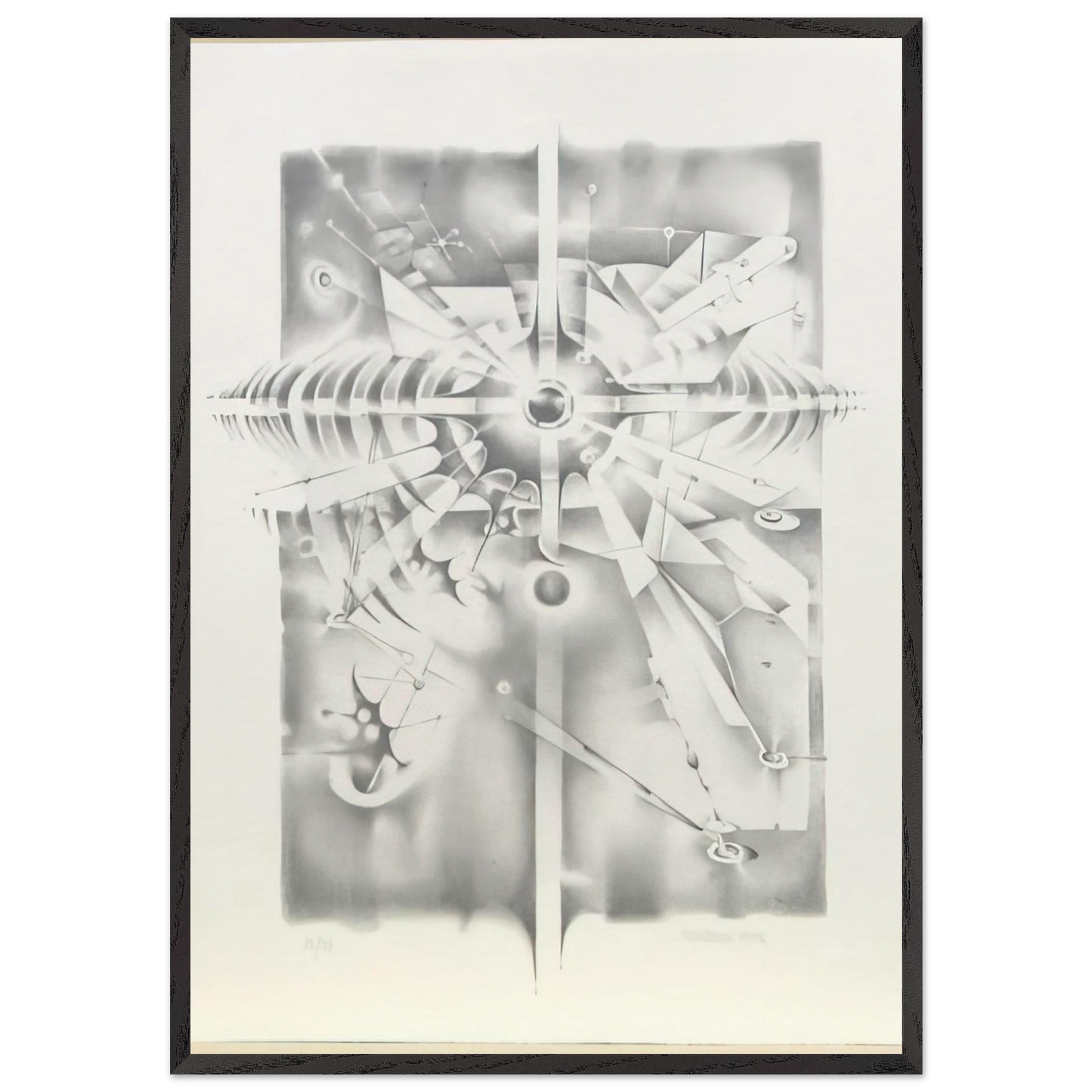 UNTITLED FROM THE ATELIER PROJECT 1986 - Lee Bontecou 70x100 cm / 28x40 inches Framed Art Print – Black Wooden Frame