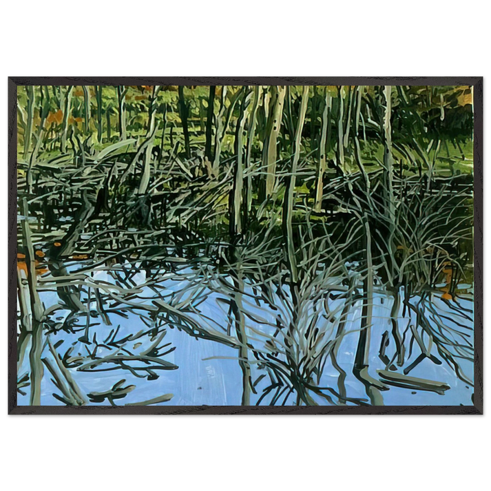 Study for Low Water - Knights Flowage - 1980 - Neil Welliver 70x100 cm / 28x40 inches Framed Art Print – Black Wooden Frame