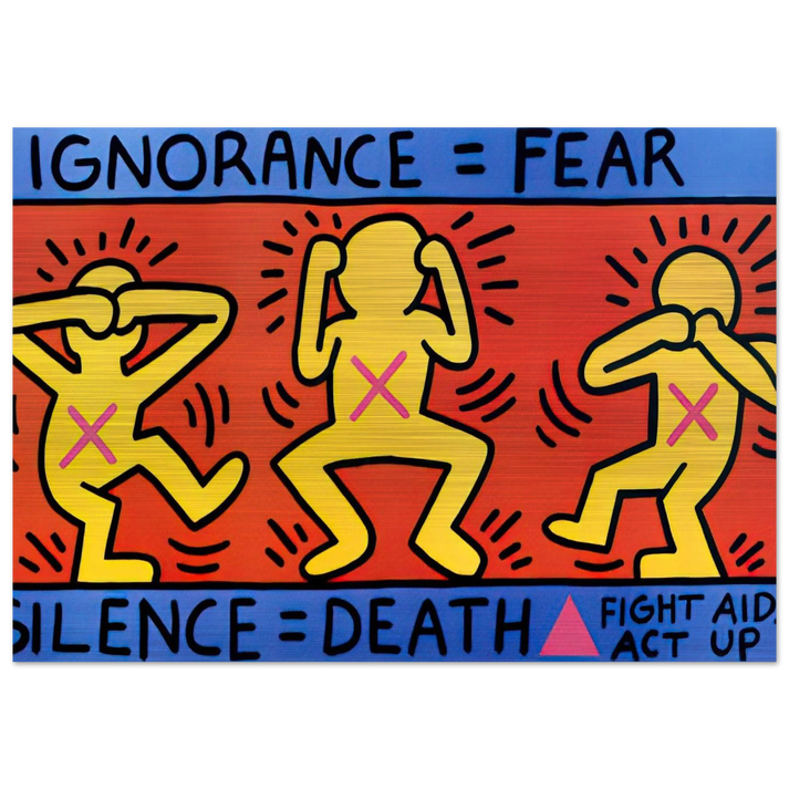 IGNORANCE FEAR 1989 - Keith Haring Brushed Aluminum Print - 70x100 cm / 28x40 inches | Keith Haring Aluminum Print | Keith Haring Prints