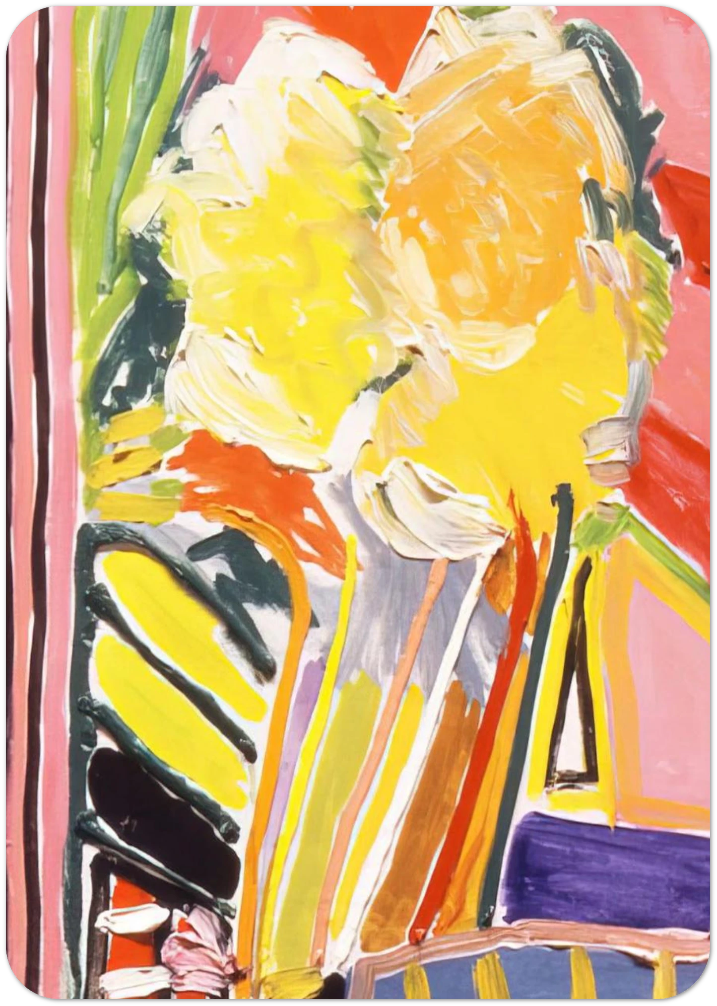 Pink Flower Painting - 1973 By Ronnie Landfield Pack of 10 Post Cards | Ronnie Landfield Post Cards | A6 (10.5 x 14.8 cm) - 4.1 x 5.8 inches