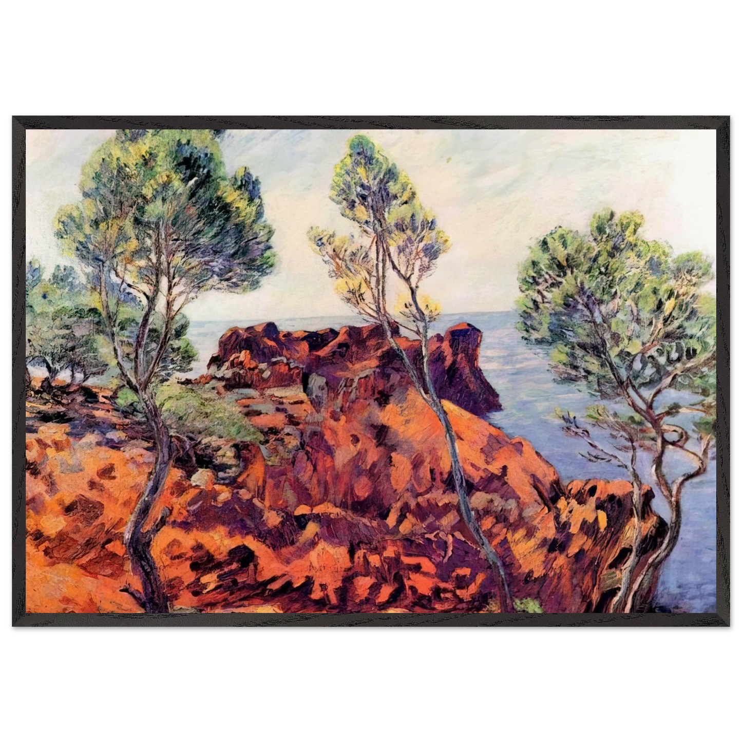 Agay les Roches Rouges - 1901 - Armand Guillaumin 70x100 cm / 28x40 inches Framed Art Print – Black Wooden Frame