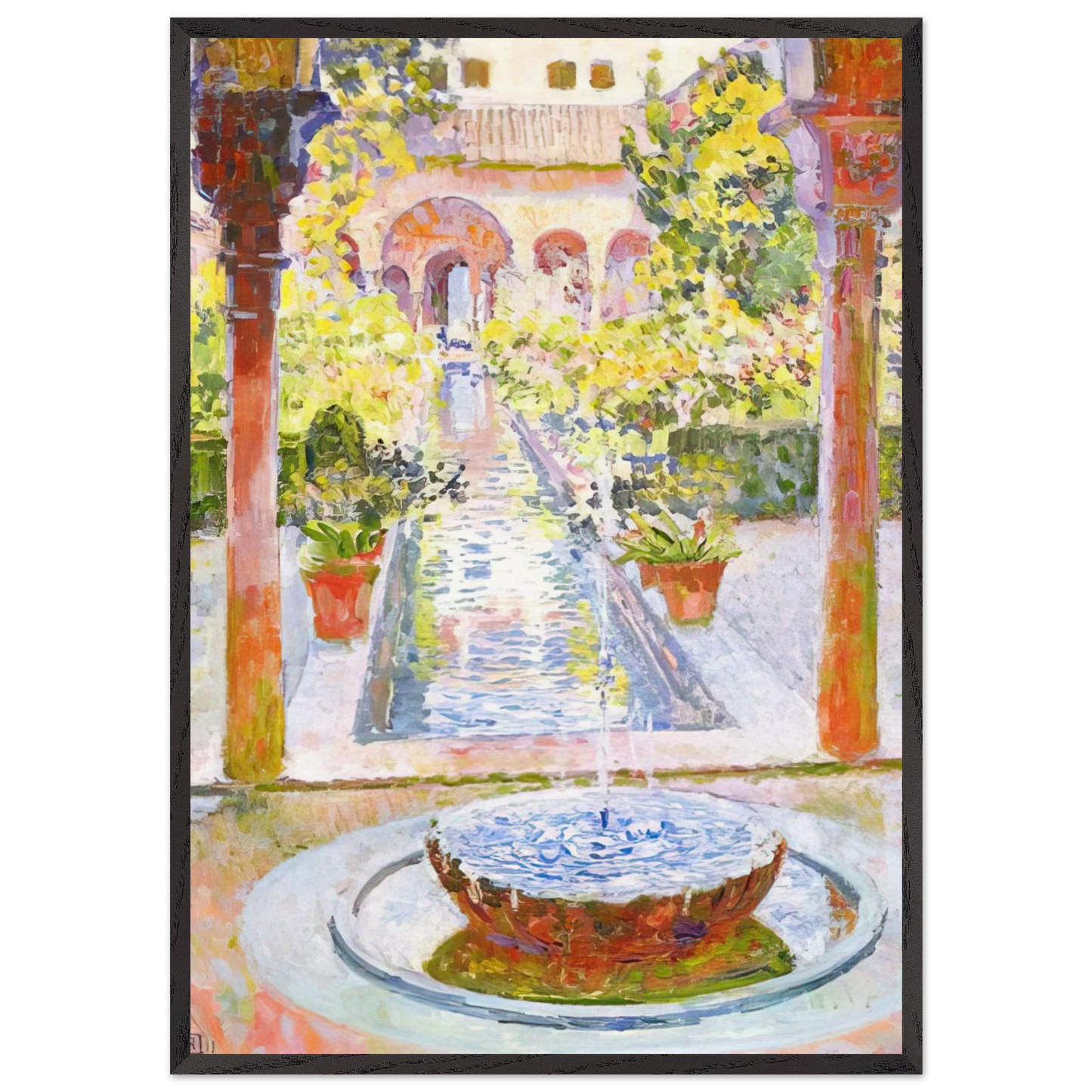 THE GARDENS OF GENERALIFE IN GRENADA 1913 - Theo van Rysselberghe Framed Art Print – Black Wooden Frame - Default Title - -Framed Art Print