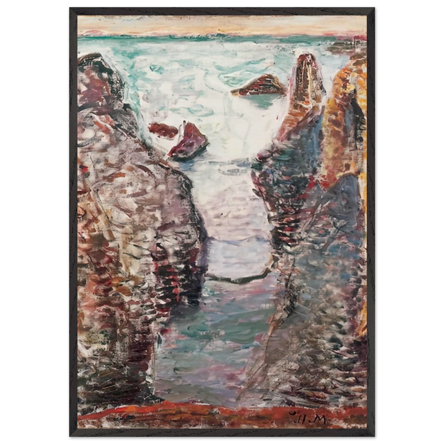 CIFFS BELLE ILE 1897 - Henri Matisse 70x100 cm / 28x40 inches Framed Art Print – Black Wooden Frame