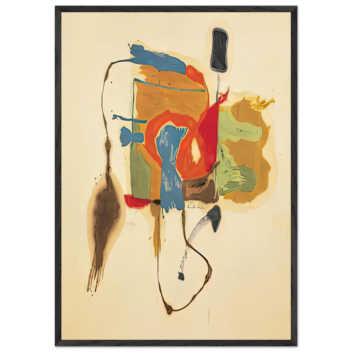 Blue Form in a Scene 1961- - Helen Frankenthaler 70x100 cm / 28x40 inches Framed Art Print – Black Wooden Frame
