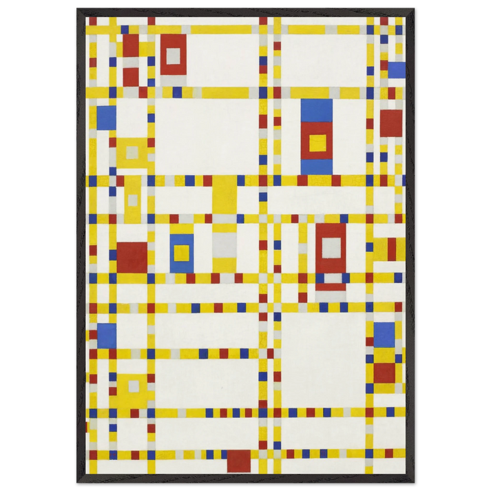 Broadway Boogie Woogie - Piet Mondrian 70x100 cm / 28x40 inches Framed Art Print – Black Wooden Frame