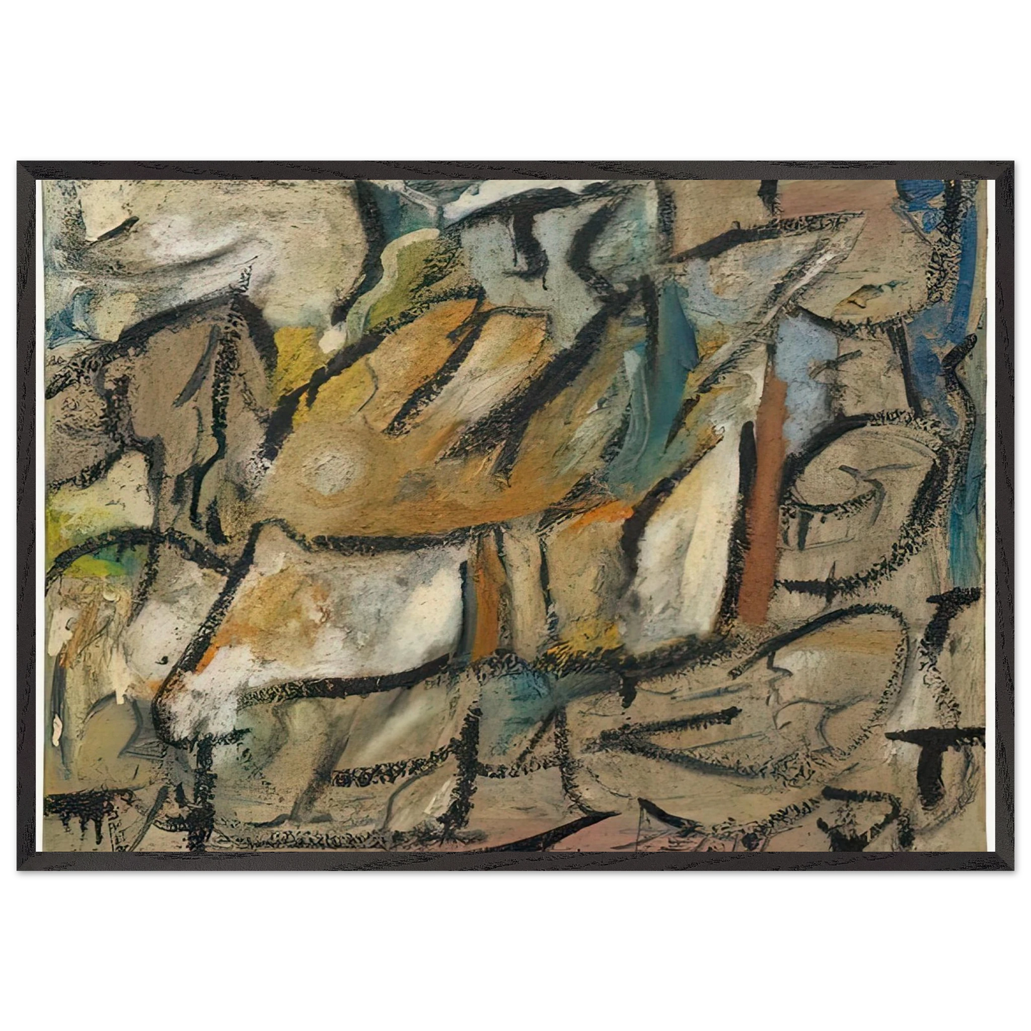 August Weather 1951- - Helen Frankenthaler 70x100 cm / 28x40 inches Framed Art Print – Black Wooden Frame