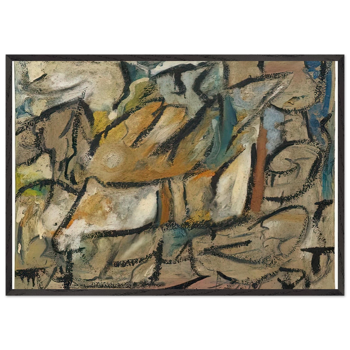 August Weather 1951- - Helen Frankenthaler 70x100 cm / 28x40 inches Framed Art Print – Black Wooden Frame