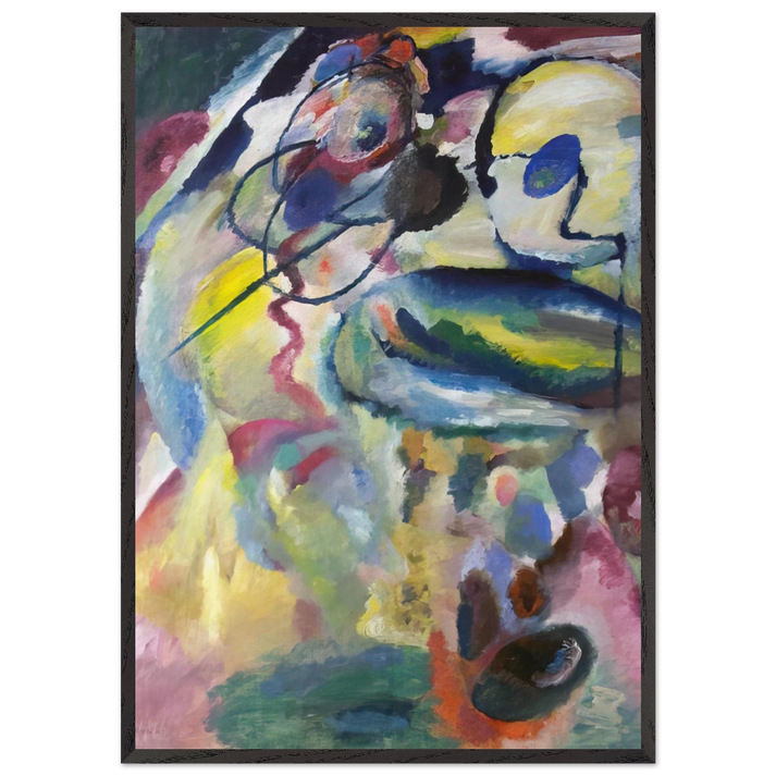 PICTURE WITH A CIRCLE 1911 - Wassily Kandinsky 70x100 cm / 28x40 inches Framed Art Print – Black Wooden Frame