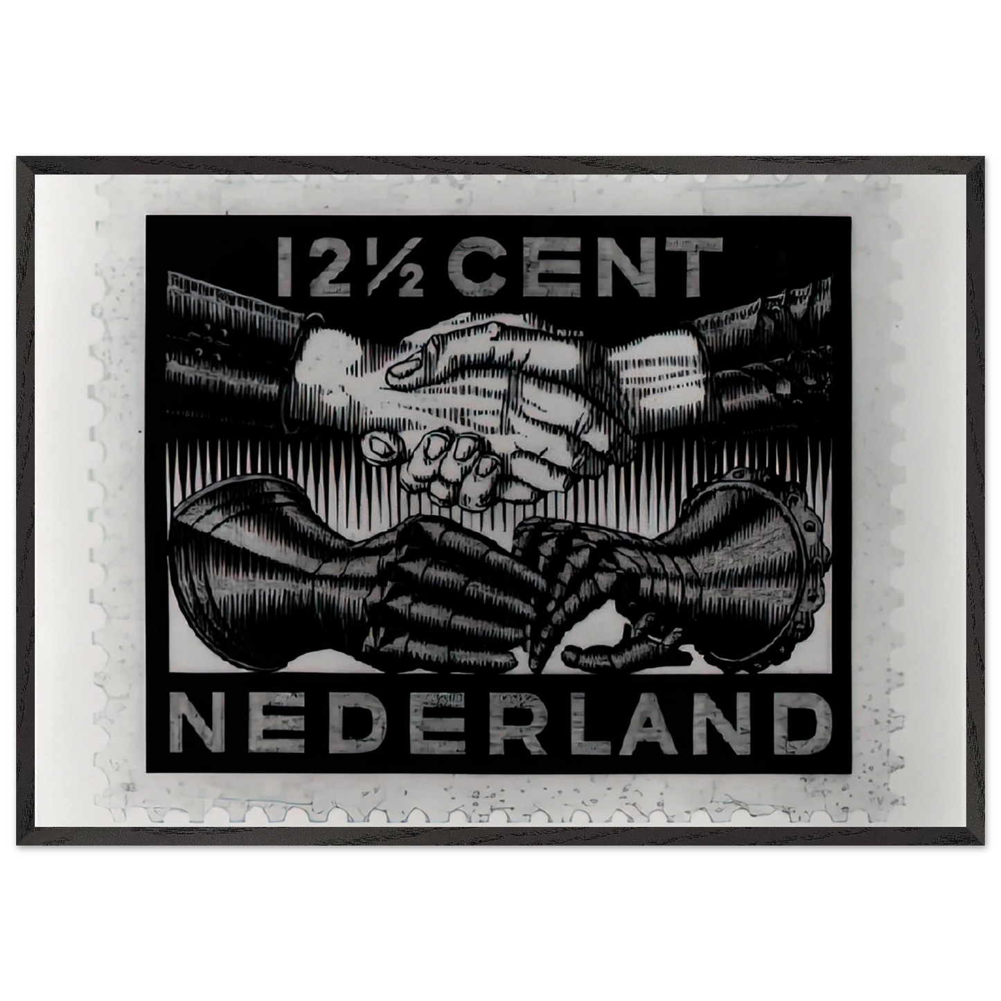 DESIGN FOR DUTCH PEASE POSTAGE STAMP MARCH 1932 1932 - MC Escher Framed Art Print – Black Wooden Frame - Default Title - -Framed Art Print