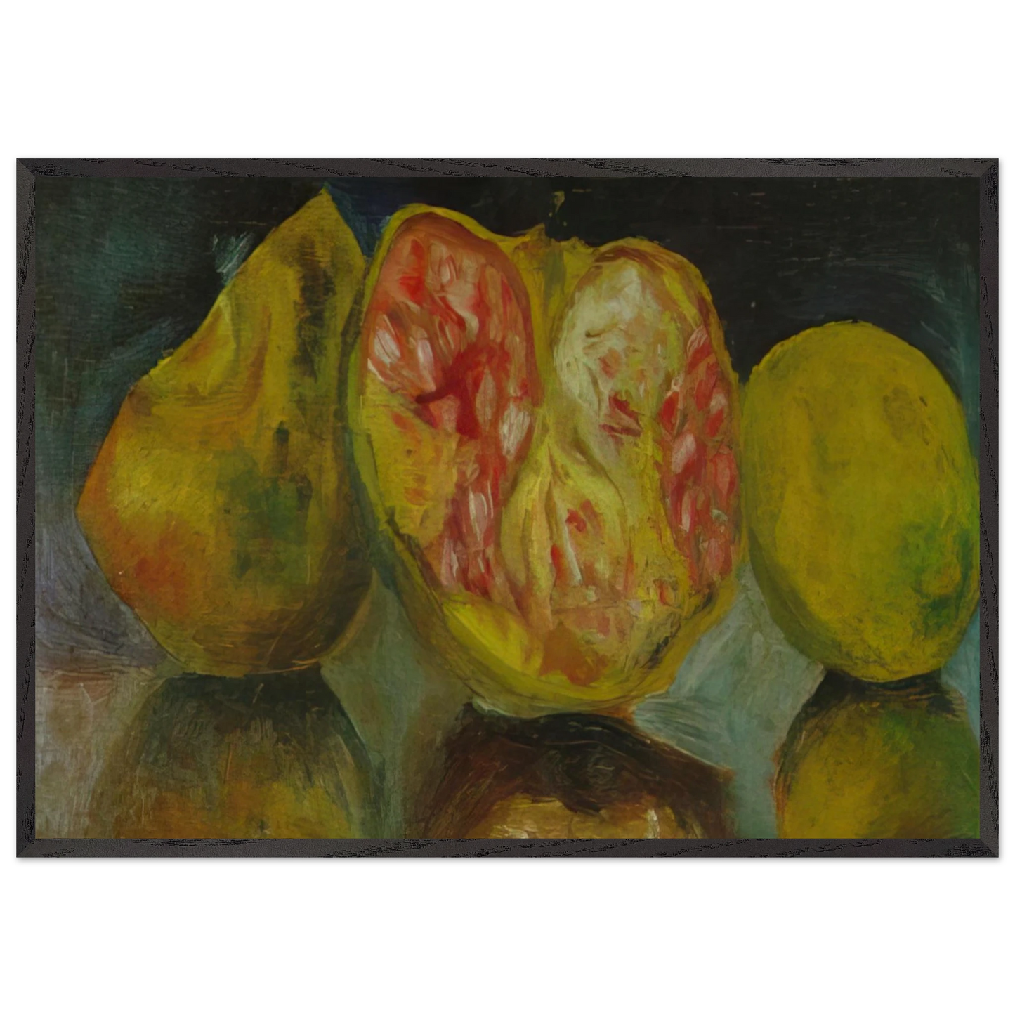 STILL LIFE POMEGRANATES - Salvador Dali Framed Art Print – Black Wooden Frame - Default Title - -Framed Art Print