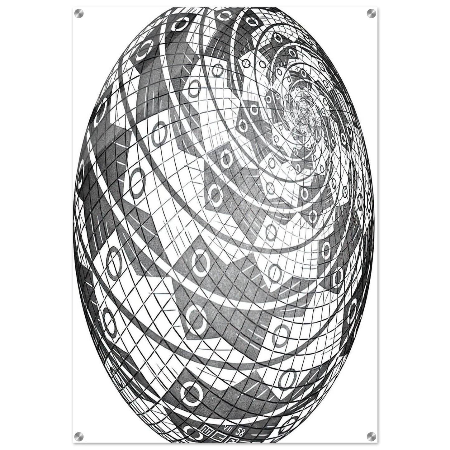 SPHERE SURFACE WITH FISHES - MC Escher Acrylic Print - 70x100 cm / 28x40″ inches | MC Escher Wall Art | MC Escher Prints